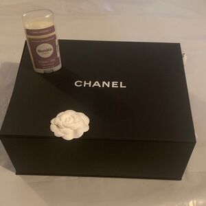 CHANEL Black Box with White Camellia Accent